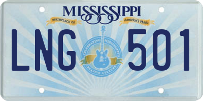 MS license plate LNG501