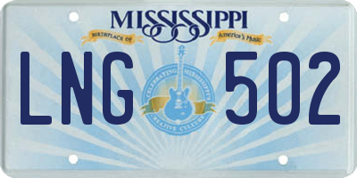 MS license plate LNG502