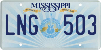 MS license plate LNG503