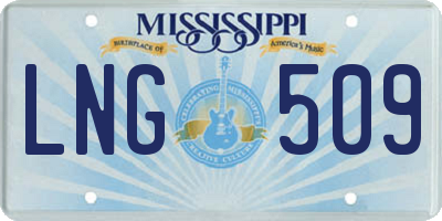 MS license plate LNG509