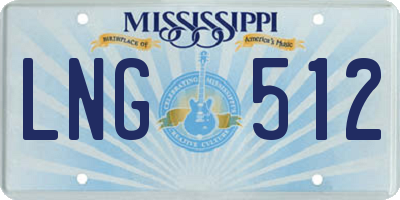 MS license plate LNG512