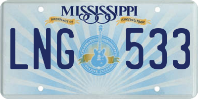 MS license plate LNG533