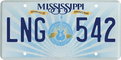 MS license plate LNG542