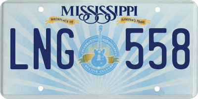 MS license plate LNG558