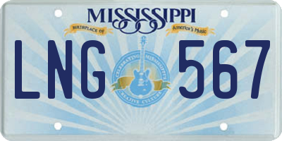 MS license plate LNG567