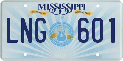 MS license plate LNG601