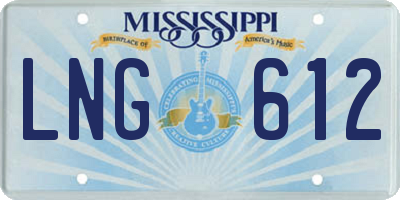 MS license plate LNG612