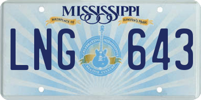 MS license plate LNG643