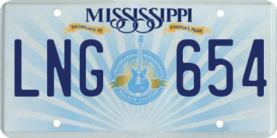 MS license plate LNG654