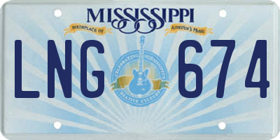 MS license plate LNG674