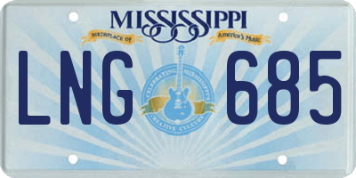 MS license plate LNG685
