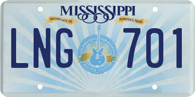 MS license plate LNG701
