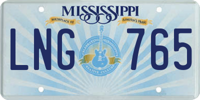 MS license plate LNG765