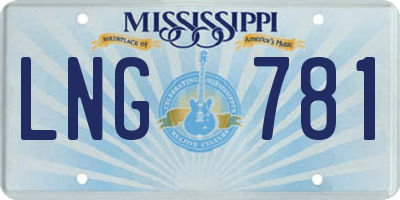 MS license plate LNG781