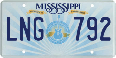 MS license plate LNG792