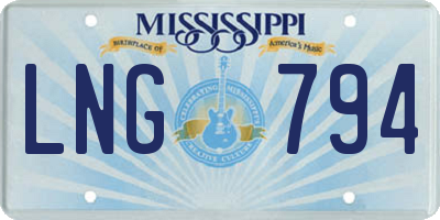 MS license plate LNG794