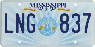 MS license plate LNG837