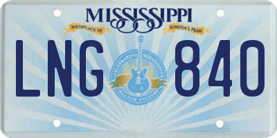 MS license plate LNG840
