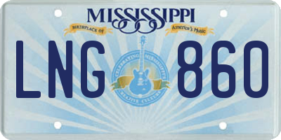 MS license plate LNG860