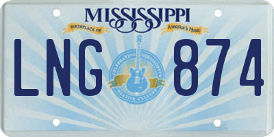 MS license plate LNG874