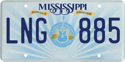 MS license plate LNG885