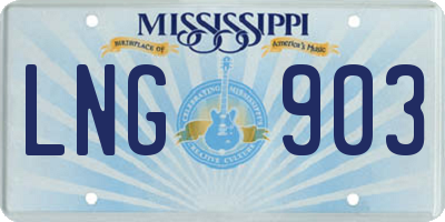 MS license plate LNG903