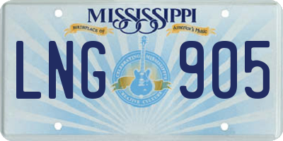 MS license plate LNG905