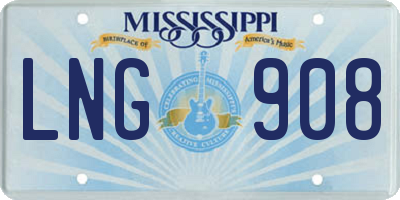 MS license plate LNG908
