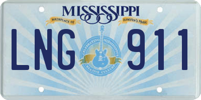 MS license plate LNG911