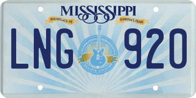 MS license plate LNG920