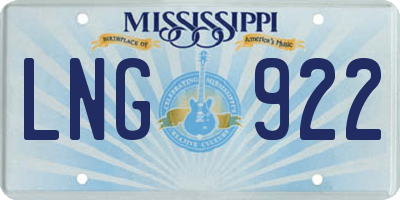 MS license plate LNG922