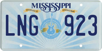 MS license plate LNG923