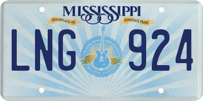 MS license plate LNG924