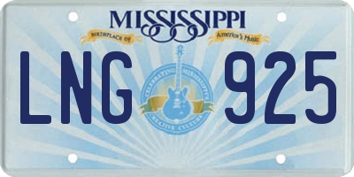 MS license plate LNG925
