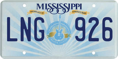 MS license plate LNG926
