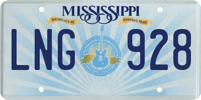 MS license plate LNG928