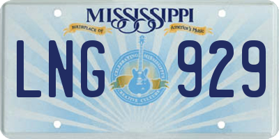 MS license plate LNG929