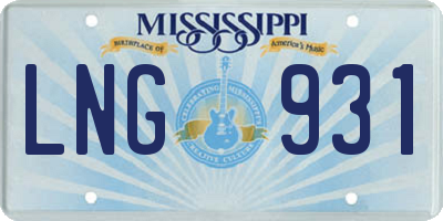 MS license plate LNG931