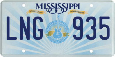 MS license plate LNG935