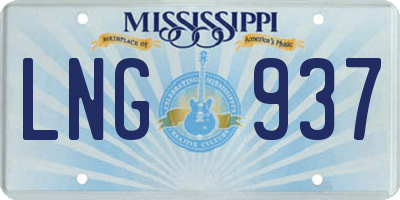 MS license plate LNG937