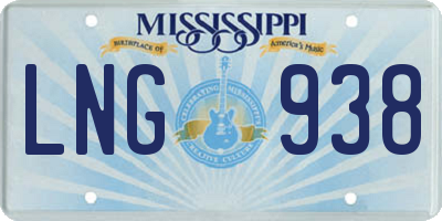 MS license plate LNG938