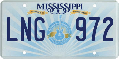 MS license plate LNG972