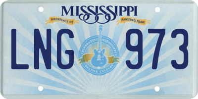 MS license plate LNG973