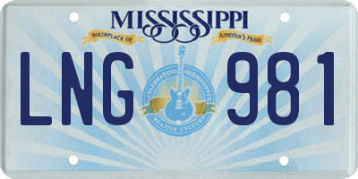 MS license plate LNG981