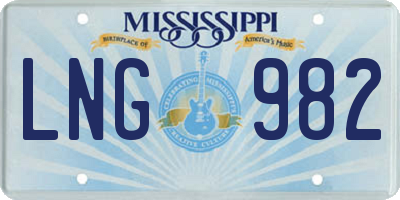 MS license plate LNG982