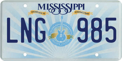 MS license plate LNG985