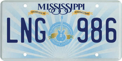 MS license plate LNG986