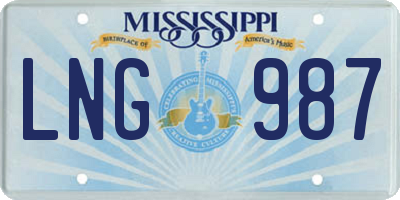 MS license plate LNG987