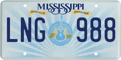 MS license plate LNG988