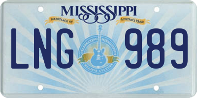 MS license plate LNG989